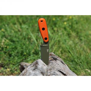 ESEE Izula OD Green Izula Fixed Blade Knife w/ Orange G10 Handles and Molded Polymer Sheath